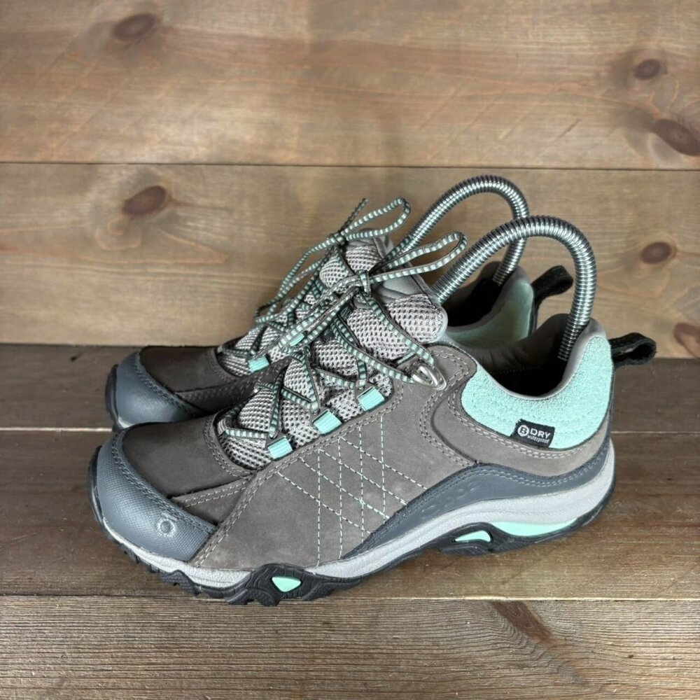 oboz sapphire low womens size 6 shoes gray leather waterproof hiking sneakers